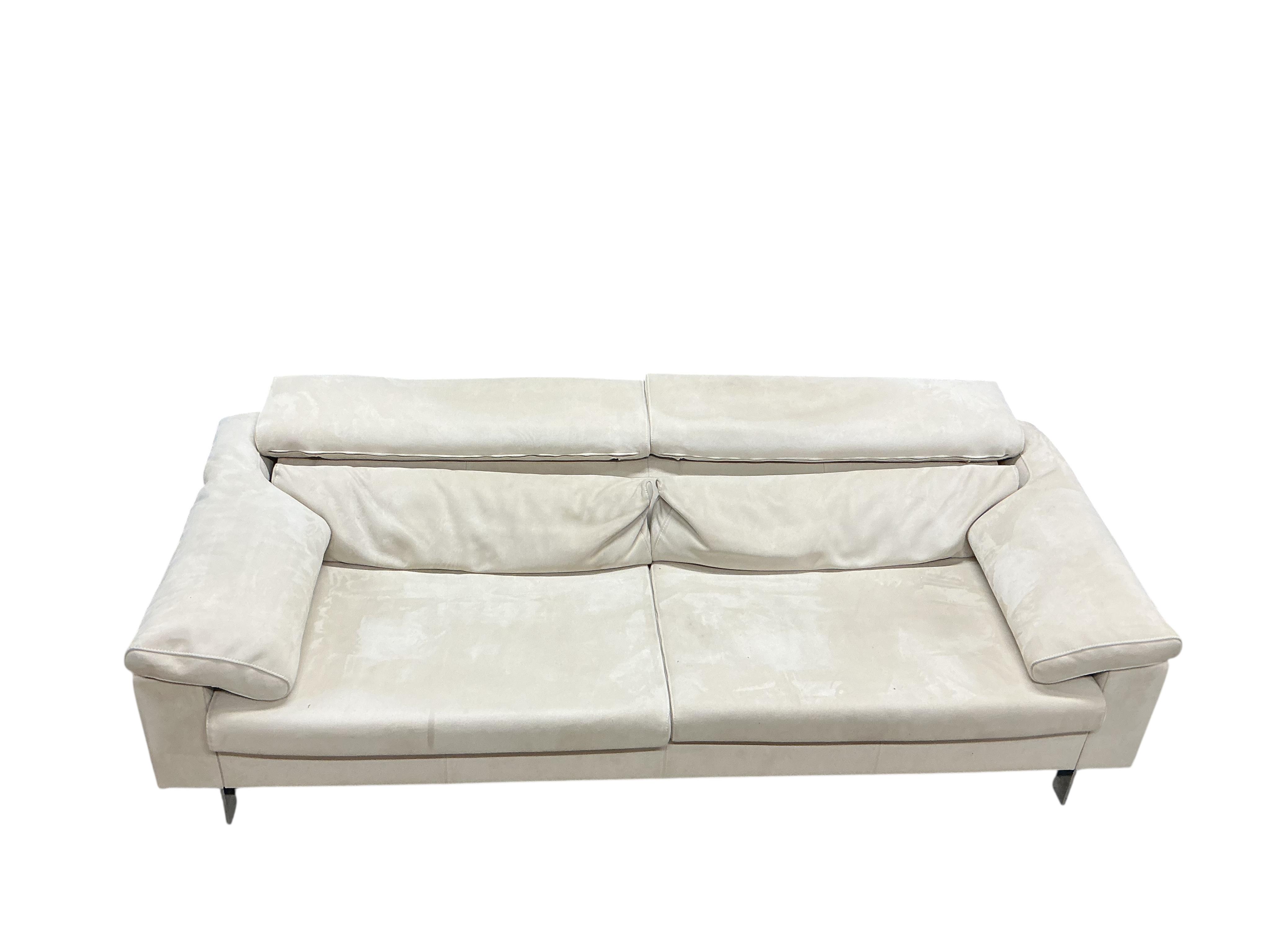 A Contemporary Italian suede sofa width 230cm, depth 106cm, height 84cm.